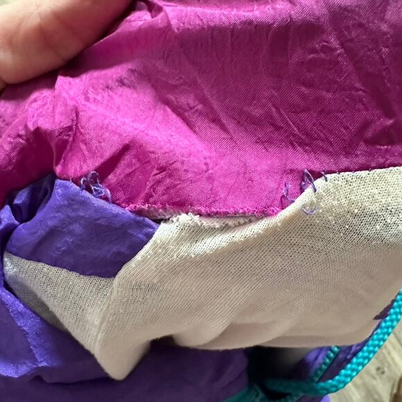 R.E. Sport Rivers Edge Windbreaker Bomber Jacket 80's Retro Purple Teal Large - Picture 6 of 7